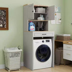 Meuble de rangement moderne de 71,65''H au-dessus des machines à laver avec étagère réglable, faux tiroir et 1 porte