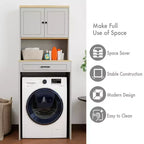 Meuble de rangement moderne de 71,65''H au-dessus des machines à laver avec étagère réglable, faux tiroir et 1 porte