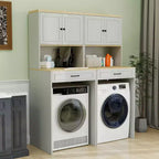 Meuble de rangement moderne de 71,65''H au-dessus des machines à laver avec étagère réglable, faux tiroir et 1 porte