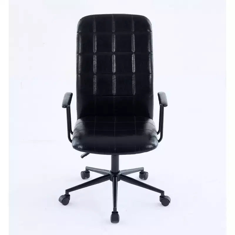 Chaise de bureau moderne antique en cuir PU avec dossier haut et roulettes, chaise de travail ergonomique pivotante pour bureau à domicile et salon