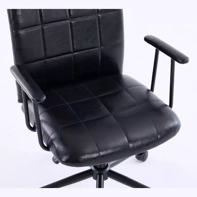 Chaise de bureau moderne antique en cuir PU avec dossier haut et roulettes, chaise de travail ergonomique pivotante pour bureau à domicile et salon