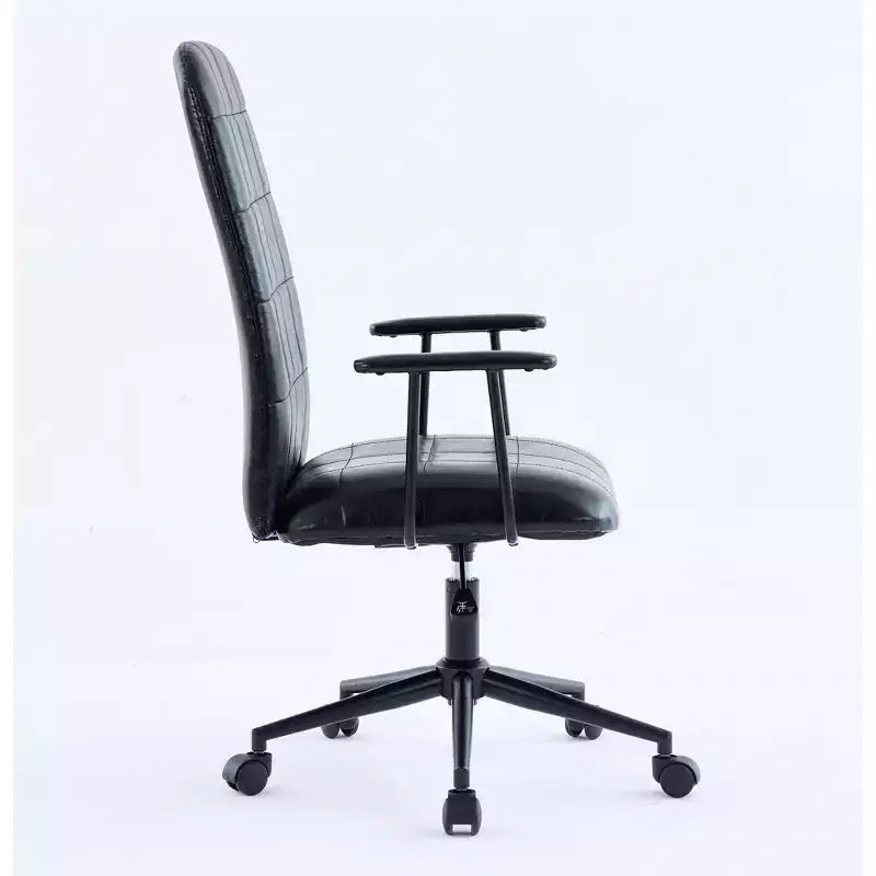 Chaise de bureau moderne antique en cuir PU avec dossier haut et roulettes, chaise de travail ergonomique pivotante pour bureau à domicile et salon