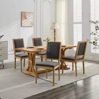Chaise de salle à manger en bois de ferme avec siège et dossier rembourrés, chaise d'appoint sans accoudoirs pour salle à manger, cuisine ou salon