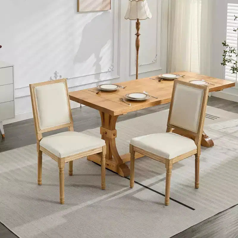 Chaise de salle à manger en bois de ferme avec siège et dossier rembourrés, chaise d'appoint sans accoudoirs pour salle à manger, cuisine ou salon