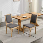 Chaise de salle à manger en bois de ferme avec siège et dossier rembourrés, chaise d'appoint sans accoudoirs pour salle à manger, cuisine ou salon