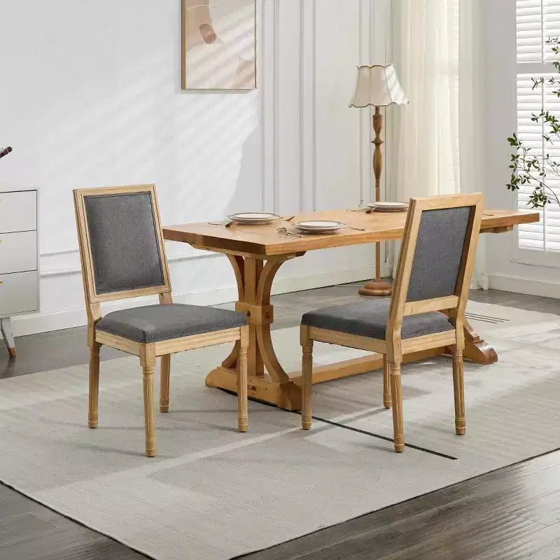 Chaise de salle à manger en bois de ferme avec siège et dossier rembourrés, chaise d'appoint sans accoudoirs pour salle à manger, cuisine ou salon