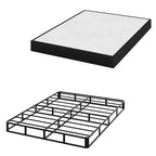 Sommier tapissier en métal Queen de 5/9 pouces avec coins arrondis - Base de matelas robuste avec lattes en acier, silencieux, facile à assembler, noir