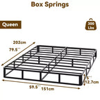 Sommier tapissier en métal Queen de 5/9 pouces avec coins arrondis - Base de matelas robuste avec lattes en acier, silencieux, facile à assembler, noir