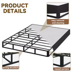 Sommier tapissier en métal Queen de 5/9 pouces avec coins arrondis - Base de matelas robuste avec lattes en acier, silencieux, facile à assembler, noir
