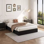 Sommier tapissier en métal Queen de 5/9 pouces avec coins arrondis - Base de matelas robuste avec lattes en acier, silencieux, facile à assembler, noir