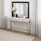 Royal Hampton Dresser Vanity Mirror, 40 Inch Modern Black Solid Wood Frame