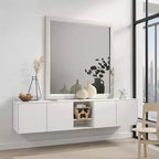 Miroir de coiffeuse, cadre en bois blanc de style moderne de 39 pouces