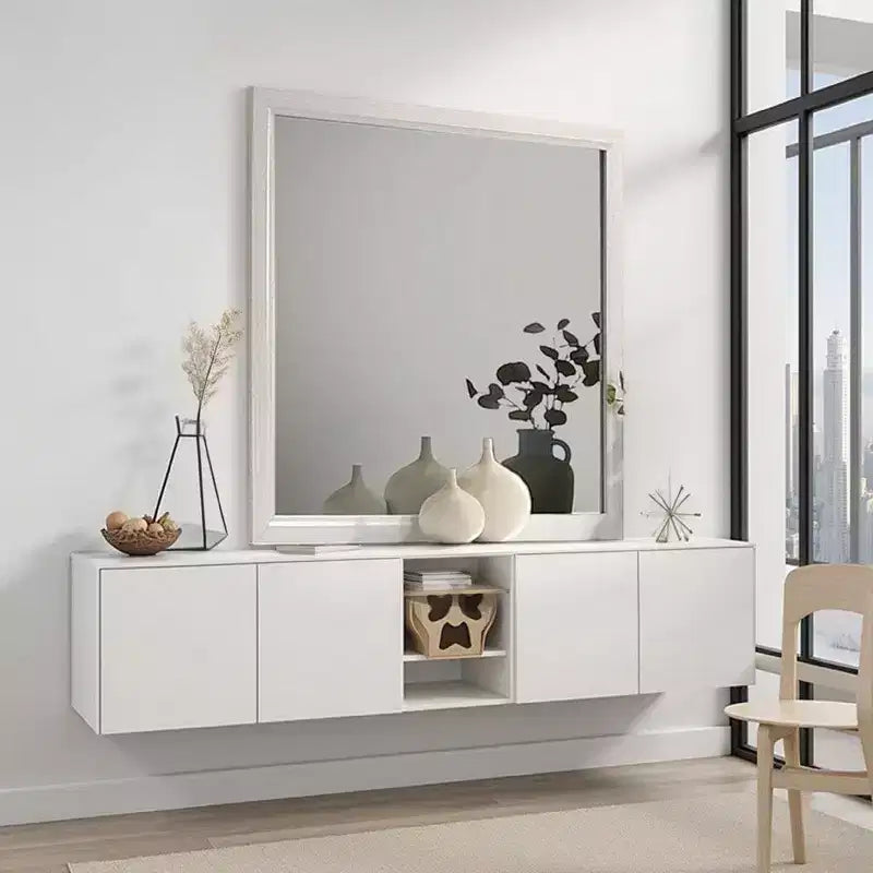 Miroir de coiffeuse, cadre en bois blanc de style moderne de 39 pouces