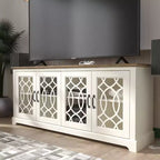 Meuble TV avec portes ajourées et étagères réglables 68,2 L x 17,2 P x 29,3 H