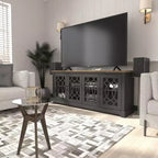 Meuble TV avec portes ajourées et étagères réglables 68,2 L x 17,2 P x 29,3 H