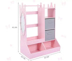 Meuble de rangement pour déguisements d'enfants avec miroir, armoire rose et commode avec miroir, organiseur de costumes avec étagères et armoire à bijoux pour enfants