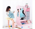 Meuble de rangement pour déguisements d'enfants avec miroir, armoire rose et commode avec miroir, organiseur de costumes avec étagères et armoire à bijoux pour enfants