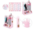 Meuble de rangement pour déguisements d'enfants avec miroir, armoire rose et commode avec miroir, organiseur de costumes avec étagères et armoire à bijoux pour enfants