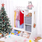 Meuble de rangement pour déguisements d'enfants avec miroir, armoire rose et commode avec miroir, organiseur de costumes avec étagères et armoire à bijoux pour enfants