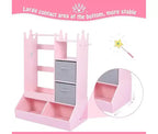 Kids Dress Up Storage with Mirror, Pink Wardrobe Closet & Dresser with Mirror, Costume Organizer with Shelves and Jewelry Cabinet Kids Dressers