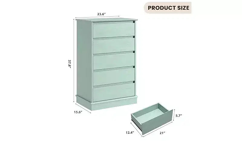 Commode à 5 tiroirs profonds et plateau large