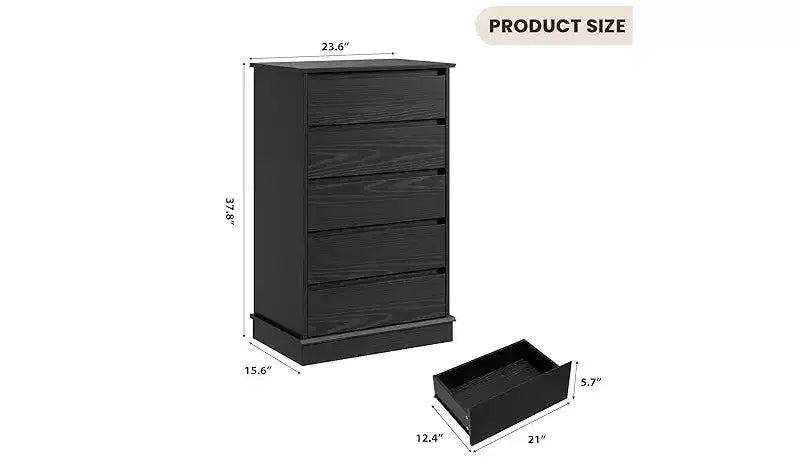 Commode à 5 tiroirs profonds et plateau large