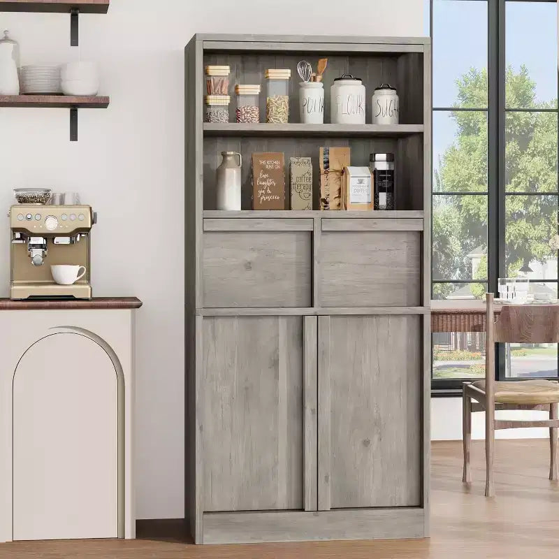 Meuble Haut de Salle de Bain - Armoire de Rangement avec Étagères Fermées et Tiroirs pour Salle de Bain ou Cuisine