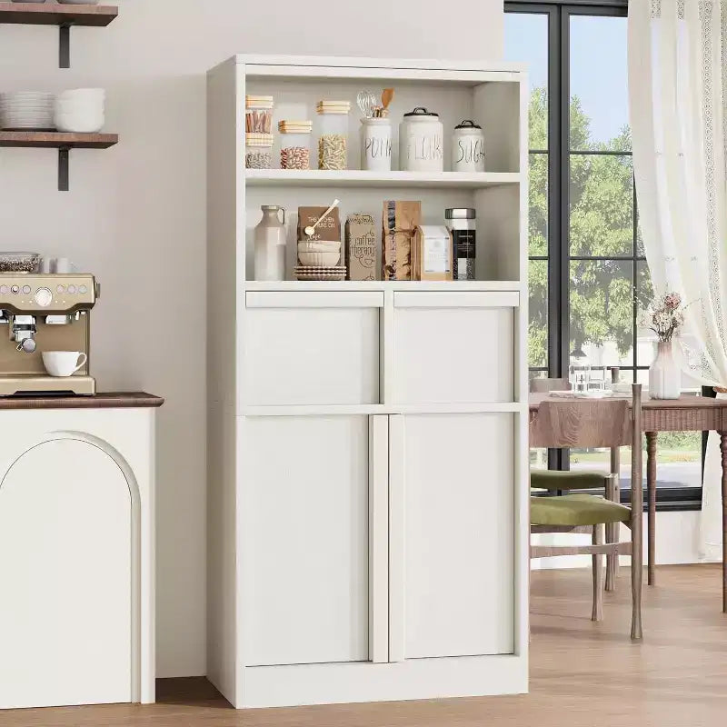 Meuble Haut de Salle de Bain - Armoire de Rangement avec Étagères Fermées et Tiroirs pour Salle de Bain ou Cuisine