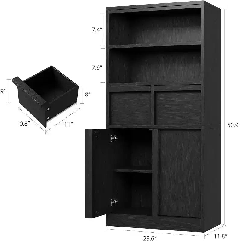 Meuble Haut de Salle de Bain - Armoire de Rangement avec Étagères Fermées et Tiroirs pour Salle de Bain ou Cuisine