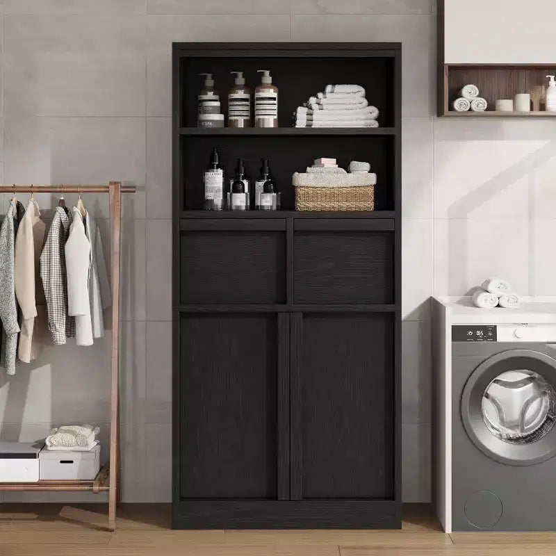 Meuble Haut de Salle de Bain - Armoire de Rangement avec Étagères Fermées et Tiroirs pour Salle de Bain ou Cuisine