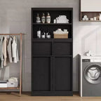Meuble Haut de Salle de Bain - Armoire de Rangement avec Étagères Fermées et Tiroirs pour Salle de Bain ou Cuisine