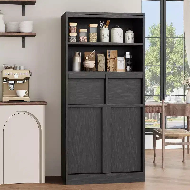 Meuble Haut de Salle de Bain - Armoire de Rangement avec Étagères Fermées et Tiroirs pour Salle de Bain ou Cuisine