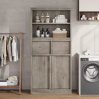 Meuble Haut de Salle de Bain - Armoire de Rangement avec Étagères Fermées et Tiroirs pour Salle de Bain ou Cuisine