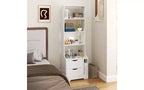 Étagère bibliothèque moderne à 4 niveaux avec 2 tiroirs, armoire de rangement à grande capacité, bibliothèque pour salon, bureau à domicile