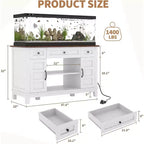 Meuble de support pour aquarium de 55-75 gallons de style ferme, support d'aquarium avec prise de courant, support d'aquarium robuste de 1400 livres avec support pour poissons/tortues/terrarium de reptiles