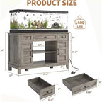 Meuble de support pour aquarium de 55-75 gallons de style ferme, support d'aquarium avec prise de courant, support d'aquarium robuste de 1400 livres avec support pour poissons/tortues/terrarium de reptiles