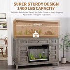 Meuble de support pour aquarium de 55-75 gallons de style ferme, support d'aquarium avec prise de courant, support d'aquarium robuste de 1400 livres avec support pour poissons/tortues/terrarium de reptiles
