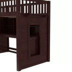 Lit mezzanine jumeau avec bureau mobile, escalier de rangement et étagère, aucun sommier tapissier requis