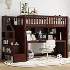 Bellemave Twin Loft Bed with Movable Desk, Storage Stairs & Shelf,No Box Spring Required