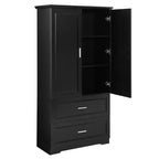 CASAINC Tall Bathroom Storage Cabinet with Two Doors and Drawers, Adjustable Shelf, MDF Board
