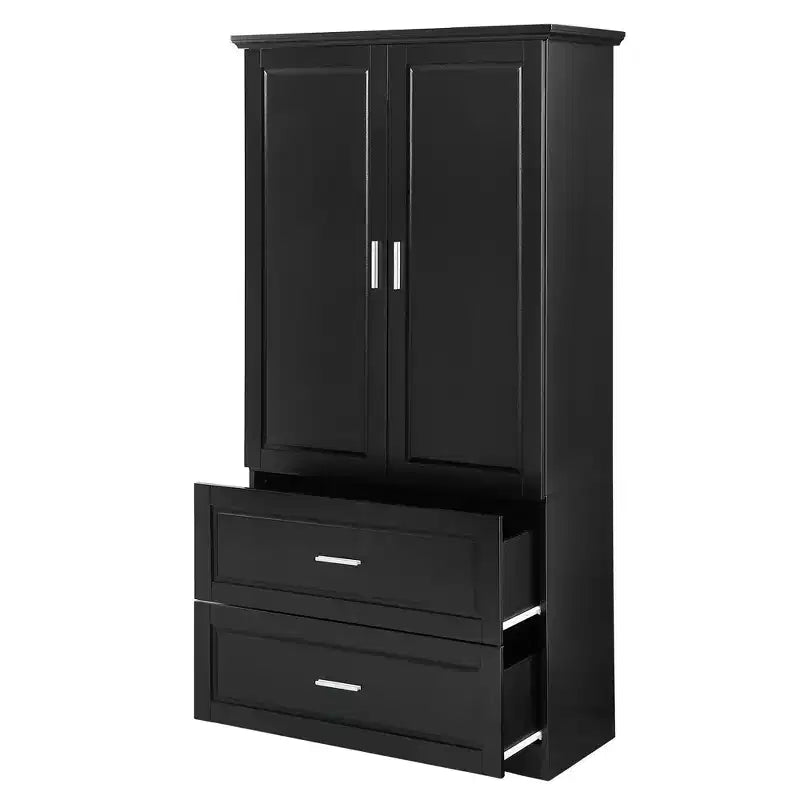 Meuble haut de salle de bain avec deux portes et tiroirs, étagère réglable, panneau MDF