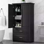 Meuble haut de salle de bain avec deux portes et tiroirs, étagère réglable, panneau MDF