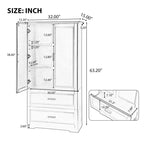 Meuble haut de salle de bain avec deux portes et tiroirs, étagère réglable, panneau MDF