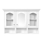 CASAINC 47 Wall Mounted Cabinet with Mirror, 3 Adjustable Shelves and Open Storage Compartments