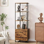Bibliothèque 4 étagères avec tiroirs de rangement, étagère ouverte de 180 cm de haut pour salon, chambre, bureau