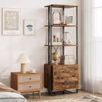 Bibliothèque 4 étagères avec tiroirs de rangement, étagère ouverte de 180 cm de haut pour salon, chambre, bureau