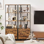 Bibliothèque 4 étagères avec tiroirs de rangement, étagère ouverte de 180 cm de haut pour salon, chambre, bureau