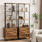 Bibliothèque 4 étagères avec tiroirs de rangement, étagère ouverte de 180 cm de haut pour salon, chambre, bureau