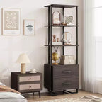 Bibliothèque 4 étagères avec tiroirs de rangement, étagère ouverte de 180 cm de haut pour salon, chambre, bureau