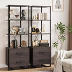 Bibliothèque 4 étagères avec tiroirs de rangement, étagère ouverte de 180 cm de haut pour salon, chambre, bureau